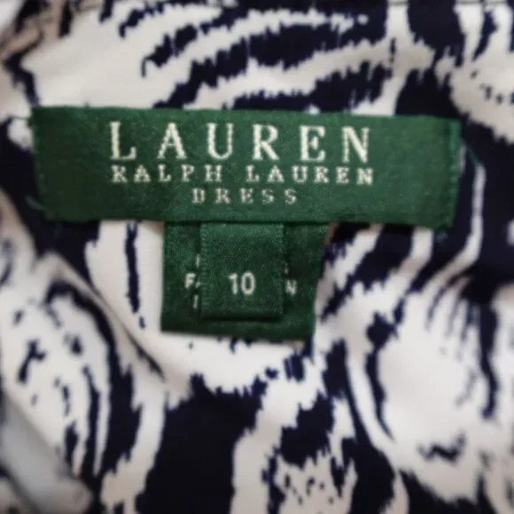 Lauren Ralph Lauren Dress Women’s Size 10 Ruched Navy White Floral Formal Spring - Picture 3 of 16